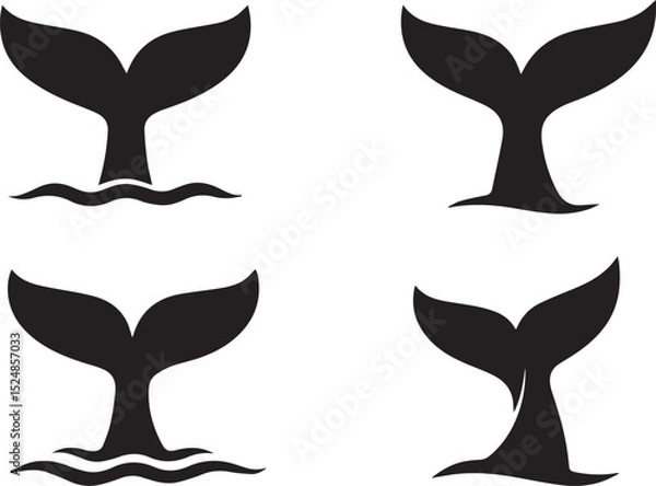 Fototapeta Whale tail set isolated vector illustration