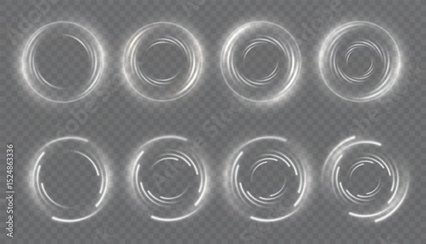 Fototapeta Dynamic circular glowing ring. Geometric shining spiral round lines of light.