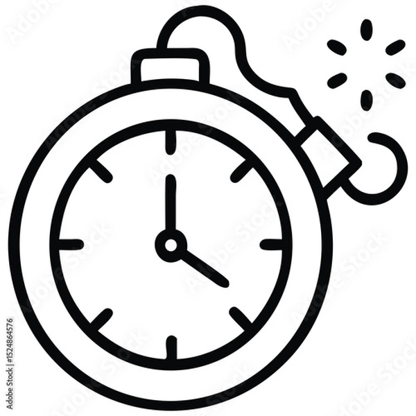 Fototapeta Time Bomb Countdown Clock with Lit Fuse, Ready to Explode Concept Art