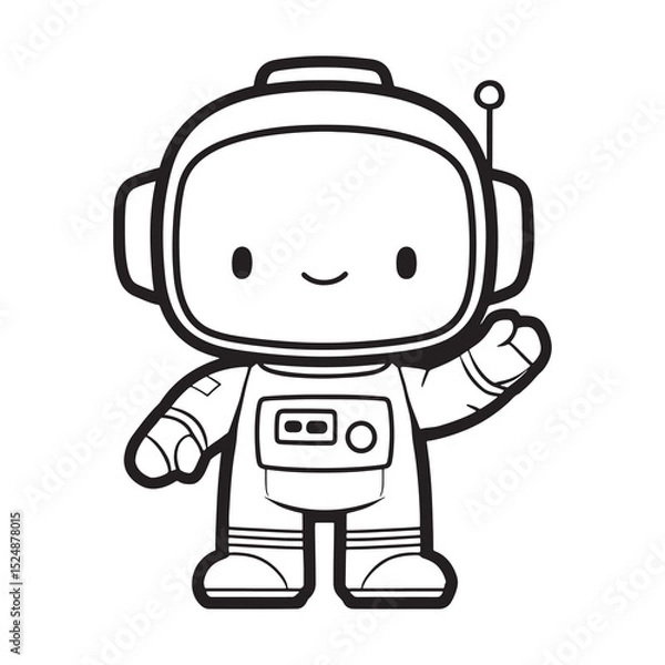 Obraz Astronaut Line Art Vector, Vector Astronaut Man Outline, Astronaut Man Vector Illustration, Line Drawing of Astronaut.