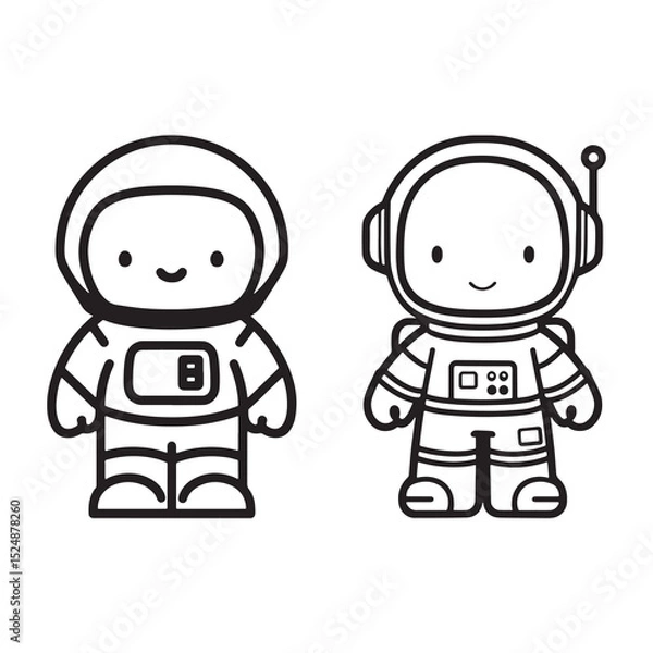 Obraz Astronaut Line Art Vector, Vector Astronaut Man Outline, Astronaut Man Vector Illustration, Line Drawing of Astronaut.