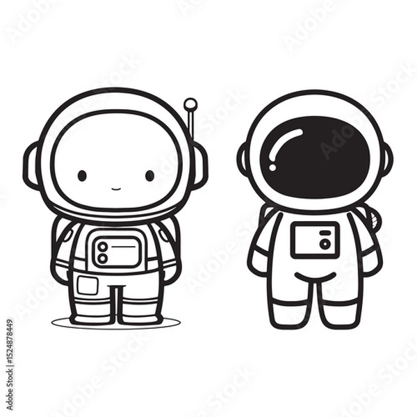 Obraz Astronaut Line Art Vector, Vector Astronaut Man Outline, Astronaut Man Vector Illustration, Line Drawing of Astronaut.
