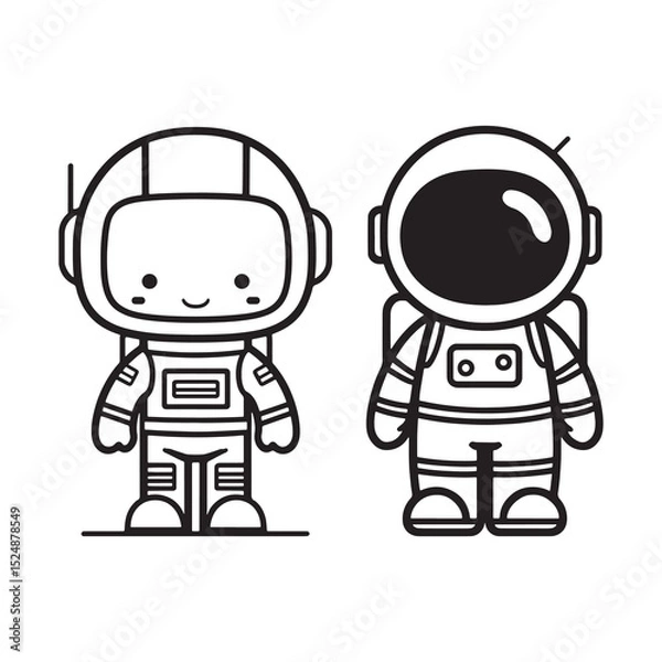 Obraz Astronaut Line Art Vector, Vector Astronaut Man Outline, Astronaut Man Vector Illustration, Line Drawing of Astronaut.