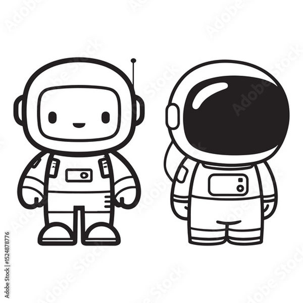 Obraz Astronaut Line Art Vector, Vector Astronaut Man Outline, Astronaut Man Vector Illustration, Line Drawing of Astronaut.