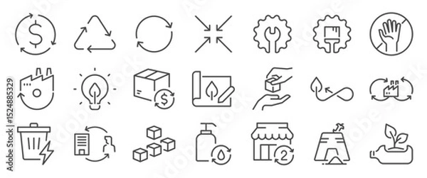 Fototapeta Circular economy icon set. It included business, eco, green, sustainable and more icons. Editable Vector Stroke.