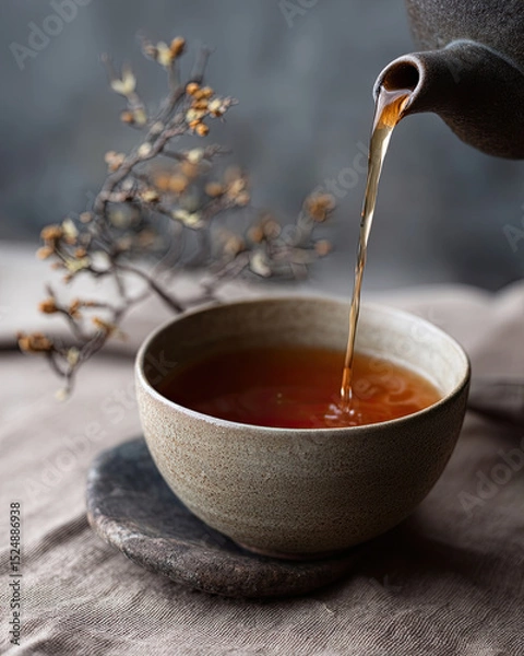 Obraz Pouring tea  in brown colors