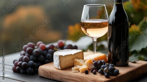 Fototapeta Wine and Cheese Platter with Grapes