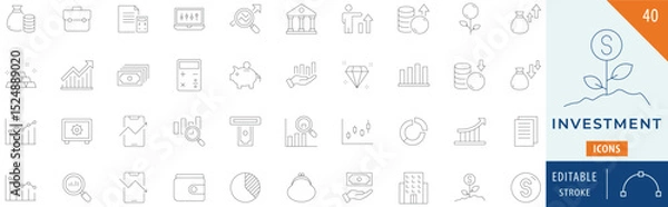 Fototapeta Investment icon collection set. Editable stroke.