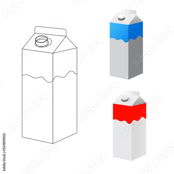 Obraz square container vector icon, line icon, colored white mixed red, dark white mixed blue
