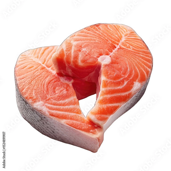 Obraz Two heart-shaped salmon fillets,  fresh,  raw,  close-up,  isolated