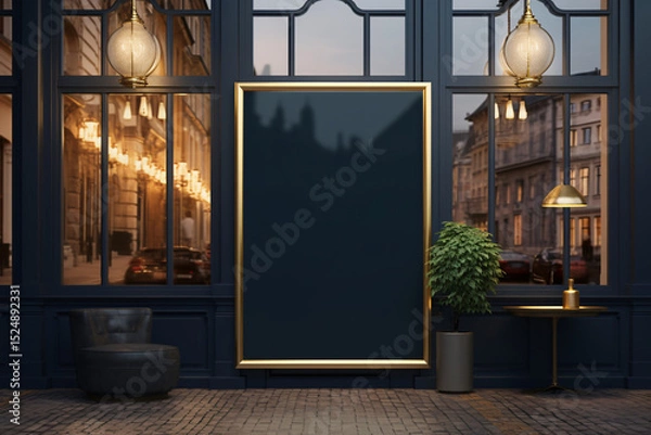 Obraz Empty shopfront advertising space in the city, mockup