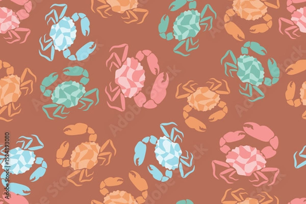 Fototapeta seamless crab pattern for background, fabric, wrapping, etc.