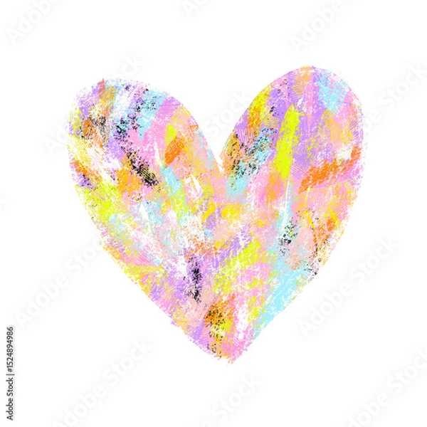Obraz Colorluf Hand Drawn Heart. Cute Symbol Of Different Shades Of Love. Childish-like Drawing od Heart. Heart Drawn With Colored Pencils, Including Shades Of Blue, Pink And Yellow. Unlimited Love Symbol.