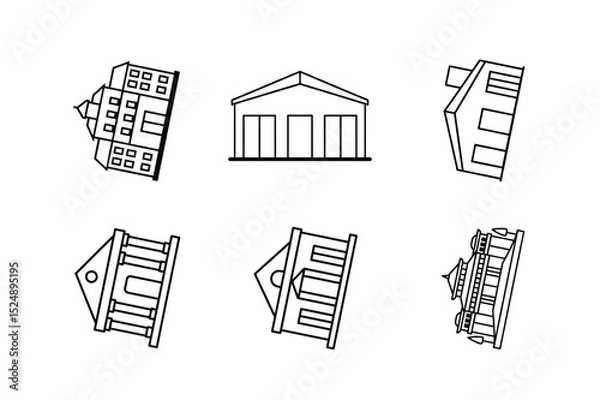 Fototapeta line art building design bundle