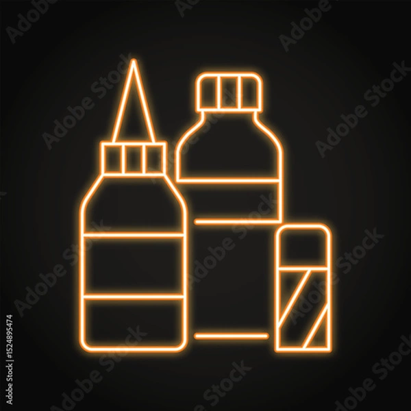 Obraz Bottles of glue neon icon