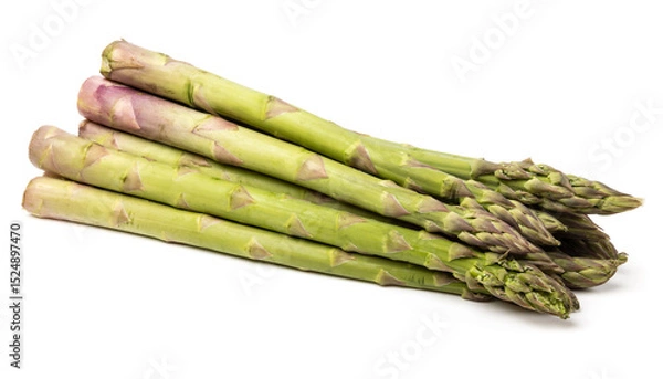 Fototapeta Healthy food and ingredients -Bunch of natural organic green asparagus isolated on white background with built-in clipping path