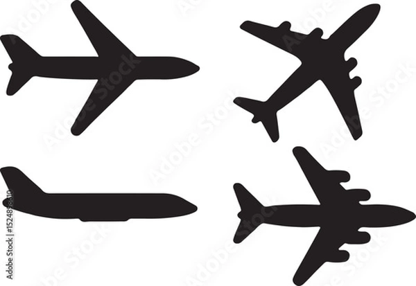 Obraz airplane silhouette, jet plane vector, aircraft outline, flying plane icon, commercial plane shape, plane in flight sketch, aviation silhouette image, jetliner clipart,