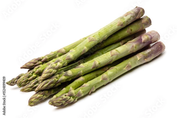 Fototapeta Healthy food and ingredients -Bunch of natural organic green asparagus isolated on white background with built-in clipping path