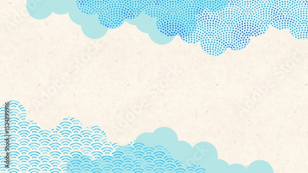 Obraz Japanese pattern frame-3　和柄で和風モダンな背景。日本風なフレーム。水彩の和柄がきれいな壁紙。