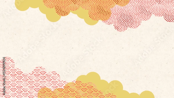 Obraz Japanese pattern frame-2　和柄で和風モダンな背景。日本風なフレーム。水彩の和柄がきれいな壁紙。