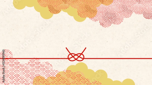 Obraz Japanese pattern frame-8　和柄で和風モダンな背景。日本風なフレーム。水彩の和柄がきれいな壁紙。