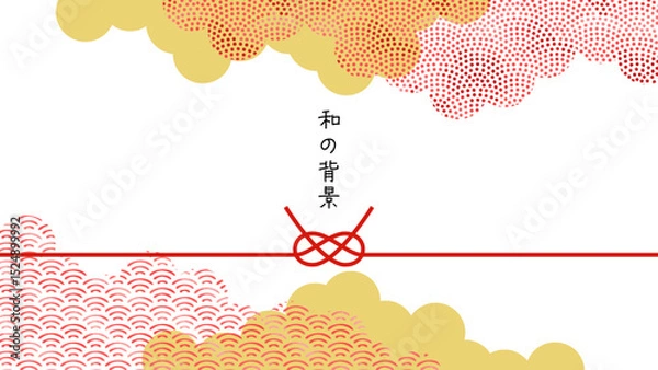 Obraz Japanese pattern frame-12　和柄で和風モダンな背景。日本風なフレーム。水彩の和柄がきれいな壁紙。