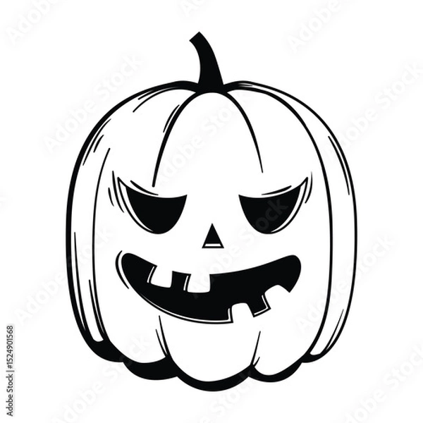 Obraz Funny Halloween pumpkin - Jack o'lantern, sketch style. Vector illustration isolated on a white background
