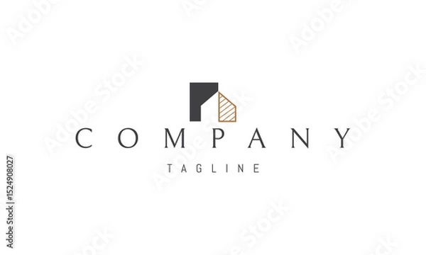 Fototapeta Vector color logo with an abstract image of a house in a white space style.