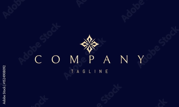 Fototapeta Vector golden logo with an abstract image of a pattern of arrows and spears in the form of a flower.