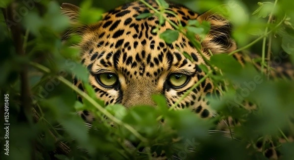 Fototapeta Leopard Face in Bush