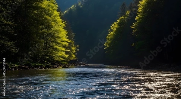 Fototapeta River Flowing Through a Forest