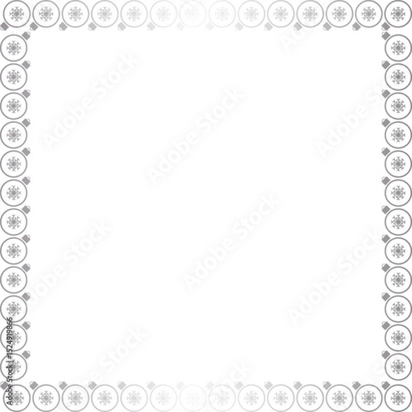 Obraz Golden christmas decoration frame. Festive greeting template with Christmas toy elements