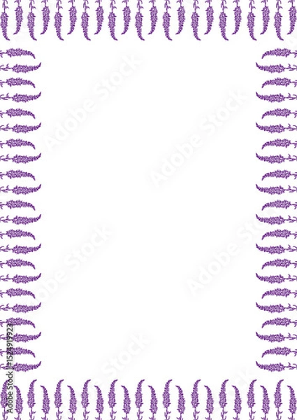 Obraz Flourish lavender frame. Trendy botany graphic template. Flowers sketch empty frame box