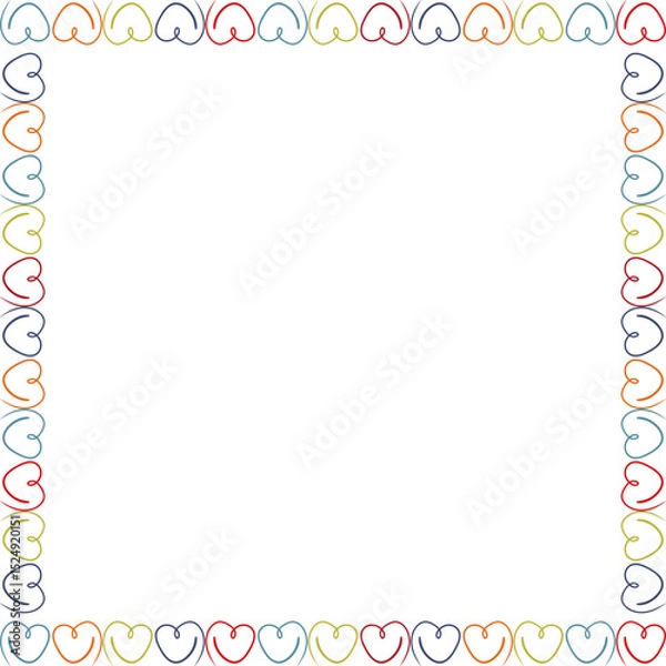 Fototapeta Hand drawn linear heart empty frame. Cute hand drawn template. Frame with empty space for your text