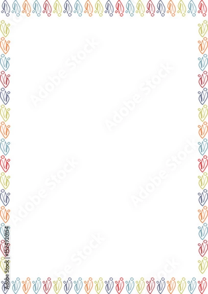 Fototapeta Line art simple plant frame. Template with flourish decoration. Colorful plant branches elements