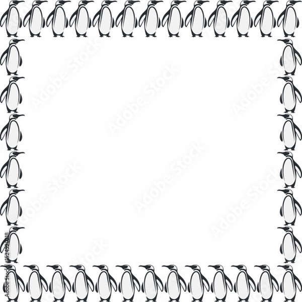 Fototapeta Penguin childish frame print. Nursery simple art design with empty space for your text. Baby shower