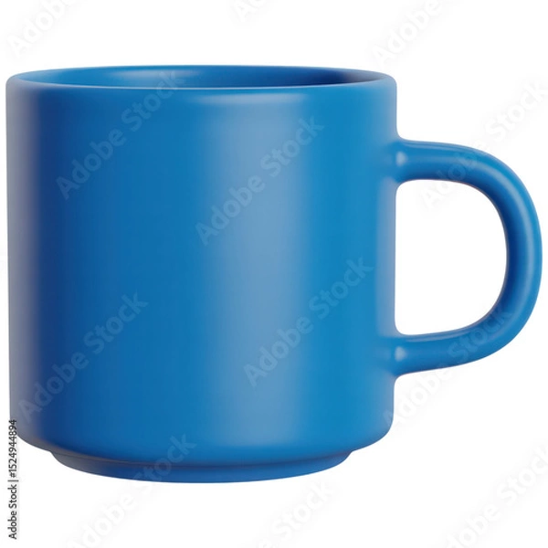 Fototapeta 3d rendered vibrant blue coffee mug isolated on a transparent background featuring a clean minimalist design.