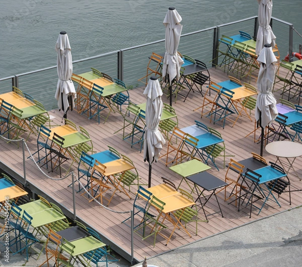 Fototapeta small tables and chair in the alfresco restaurant