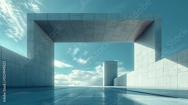 Fototapeta Futuristic Architectural Overhang: A Study in Urban Geometry