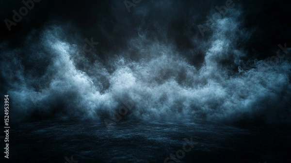 Obraz Dark smoky floor with swirling fog backdrop for product display