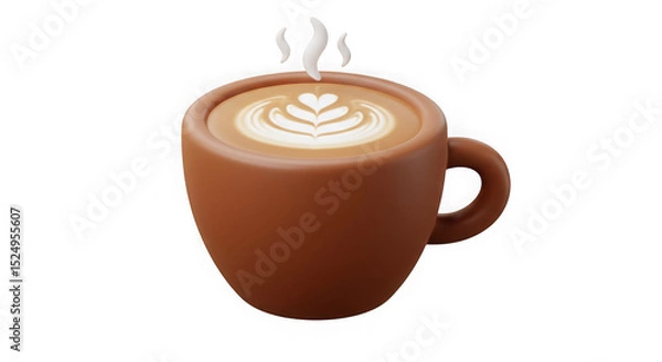 Fototapeta Stunning 3D Render: A Cup of Latte Art