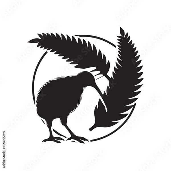 Fototapeta Kiwi bird Icon vector, Kiwi bird silhouette icon.
