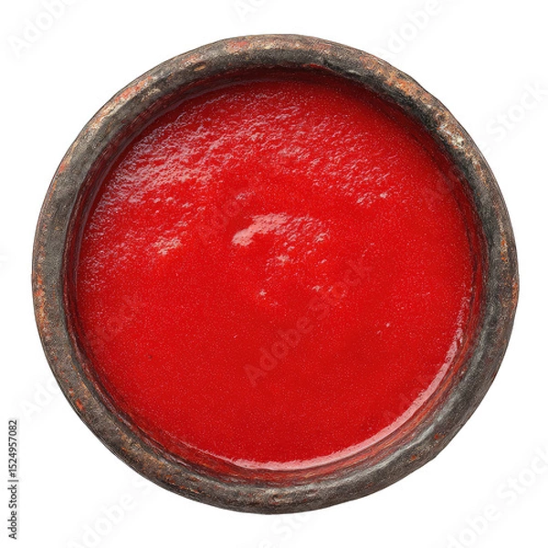 Obraz Red sauce in a round, dark-colored bowl