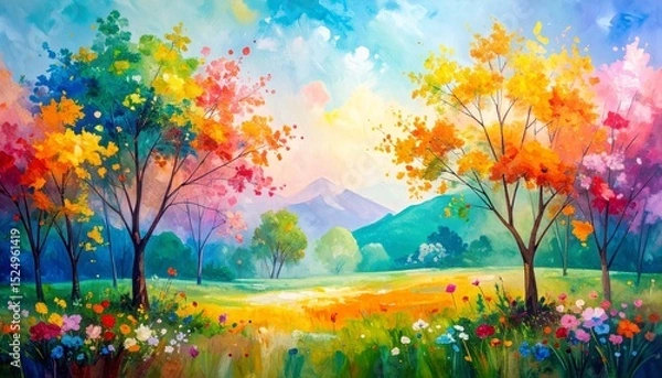 Obraz abstract art nature background; color painting on paper