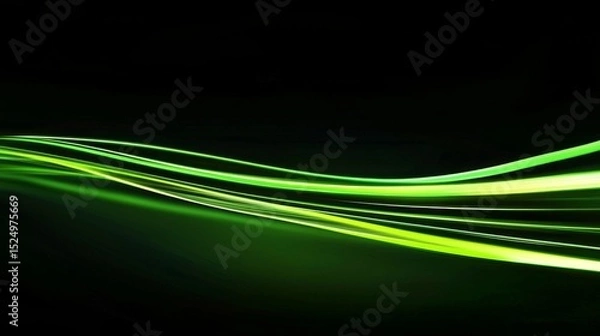 Fototapeta Striking green illumination contrasts with deep darkness.