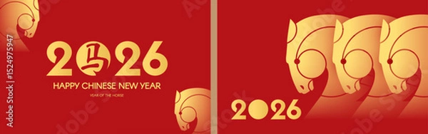Fototapeta Happy Chinese New Year, year of the horse! Lunar new year card template. Chinese text means "horse".