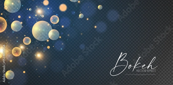 Fototapeta Abstract gold bokeh background with magic fog. Shining transparent light effect. Textured space