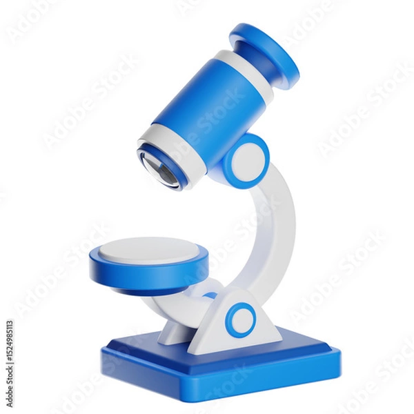 Obraz Blue and white microscope icon on transparent background for scientific research