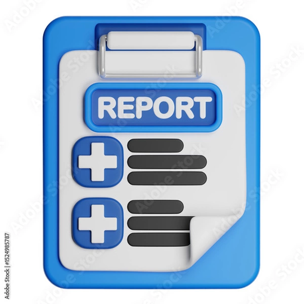 Fototapeta Medical report clipboard showing healthcare information with transparent background