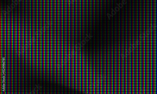 Fototapeta RGB pixel screen. LED display pattern with colored dots. Pixel grid for electronic screens, media panels, and modern display technology. Vector illustration.